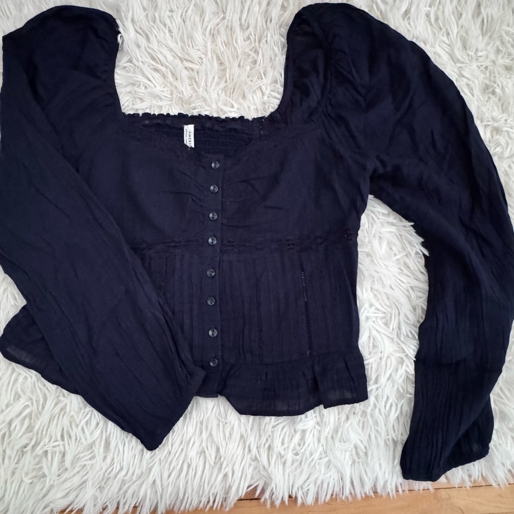 American Eagle Outfitters Long Sleeves Cinched Blouse crop
